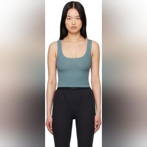 SKIMS Cotton Rib Tank Top – Kyanite Blue, Size Large, Scoop Neck